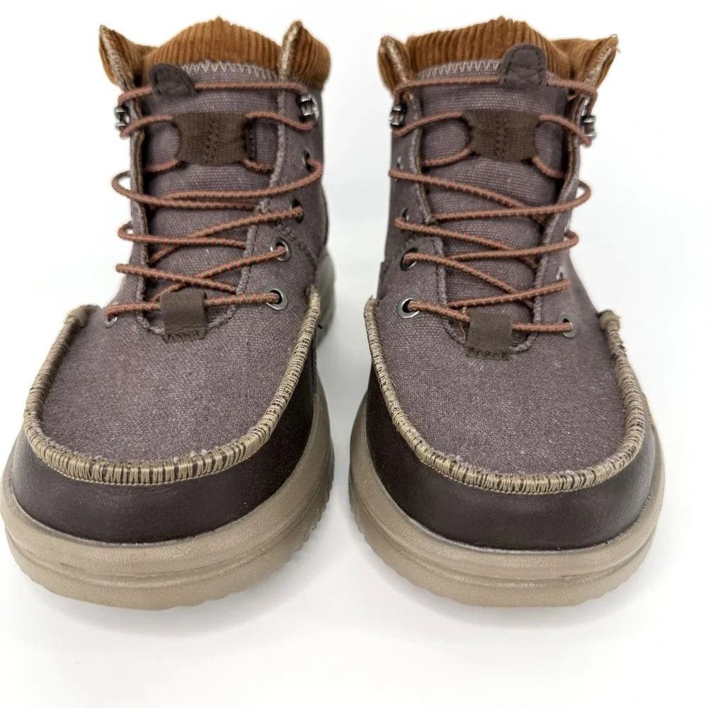 Hey Dude Men's 7 Bradley Corduroy‎ Collar Canvas Brown Ankle Boots New W/O Box